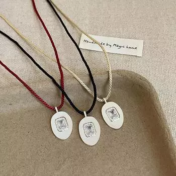 Simple And Versatile Geometric Brushed Oval Metal Zircon Braided Rope Necklace Women S Niche Commuter Neck Chain Sweater Chain