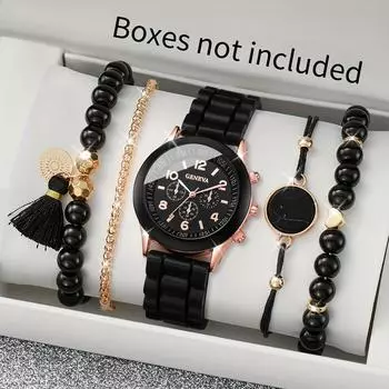 Simple and Versatile Women s Watch 5pcs/set Boutique Gift Set