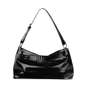 Simple Black Double Hole Belt Trendy Cool Sexy Tote Bag Black/In Stock