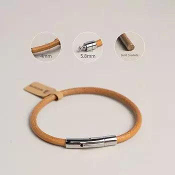Simple Bracelet Bracelet Non-Fading Niche Style High-End Simple Snap Button 4mm Brace Lace Bracelet Bracelet Carrying Strap Leather Rope Best Selling L Raw steel cowhide