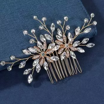 Simple bridal headgear rhinestone insert comb temperament disc hair hairpin wedding photo hair comb hair accessories золотой