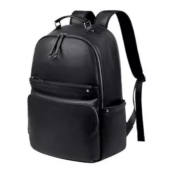 Simple Business Backpack Large-capacity Top-grain Cowhide Backpack Travel Computer Backpack One Size чёрный