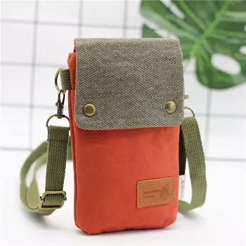 Simple Canvas Halter Lightweight Small Shoulder Bag Mobile Phone Bag Pure Orange