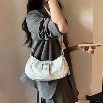 Simple casual bag women s 2024 summer new fashion trend shoulder bag retro casual small square bag armpit bag чёрный