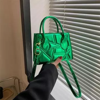 Simple casual small square bag 2024 spring new fashion simple portable messenger bag retro casual shoulder bag серебряный