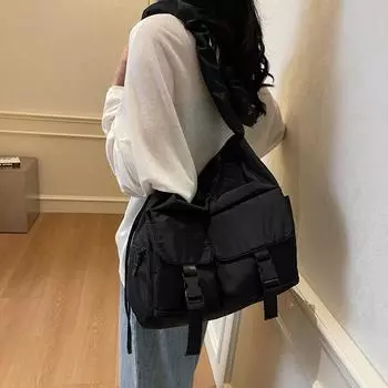 Simple Casual Textile Solid Color Women Shoulder Bag With Multi Pockets Large Capacity Female Crossbody Bag For Commute Outings