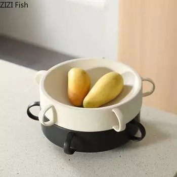 Simple Ceramic Fruit Plate Wedding Party Dim Sum Dessert Display Rack Creative Table Decoration Candy Snack Storage Decoration