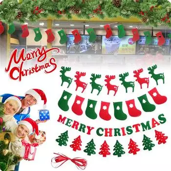 Simple Christmas Letter Color 1set New Flag Christmas Decorative Pendant Home Party Triangle Flag Articles Flag Pulling Style1