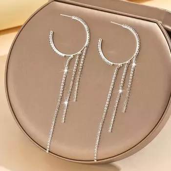 Simple Circle Personalized Tassel Earrings золотой