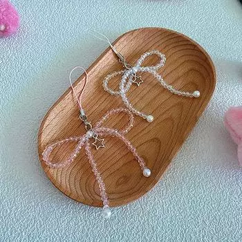 Простой цветной кулон с бантом из бисера, брелок, модный ремешок для телефона, цепочка, аксессуар для сумки, телефона, камеры, кошелька as the picture