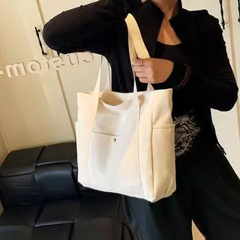 Simple commuter niche design large-capacity tote bag literary college students class shoulder bag bag чёрный