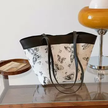 Simple commuting large-capacity tote bag casual women s 2024 new large-capacity casual shoulder bag student class bag чёрный