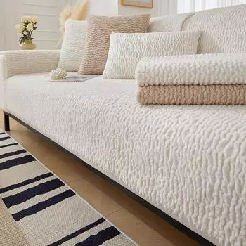 Simple cream style sofa cushion, all-season universal short plush living room cushion, sofa backrest cover towel, anti-slip and thickened 70*70cm