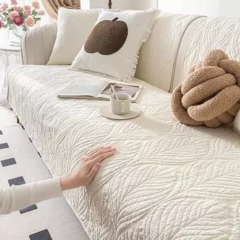 Простая кремовая подушка для дивана из стираного хлопка Four Seasons Universal, чехол для дивана, нескользящая ткань для подушек сидений 70*70cm