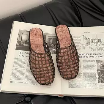 Simple crystal jelly shoes empty beach cool slippers women s summer classic exterior fashion bag head slippers 36