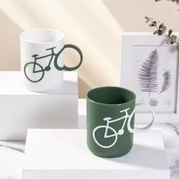 Simple Cute Bicycle Toothbrush Cup Unbreakable Mouthwash Mug Student Creative Toothbrush Holder Mug for Bathroom Accessories 70ml белый