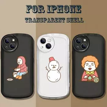 Simple Cute Cartoon Hand Drawn Phone Case For Iphone 14 13 Pro 11 12 Max Mini X XR XS 8 7 Puls Transparent Shockproof Back Cover iPhone7