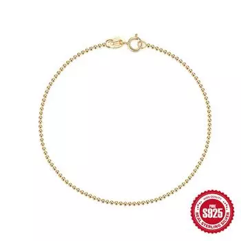 Simple Daily S925 Sterling Silver Basic Round Bead Women S Bracelet Round Bead Chain Stacked Well Bracelet Bracelet 925 Silver золотой