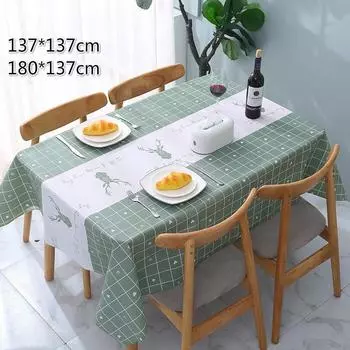 Simple Deer Printed PVC Waterproof Table Cloth Home Oil-proof Elegant Dinning Table Cover Christmas Tablecloth 137x137