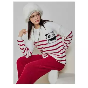 Simple Expression Printed Soft Half-velvet Autumn and Winter New Style Cute and Sweet Outer Pajamas for Women s Home Wear One Size красный