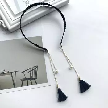 Simple fabric headband, flower pearl fake earrings, temperament versatile fringed pendant, headband, hairpin and hair accessories.