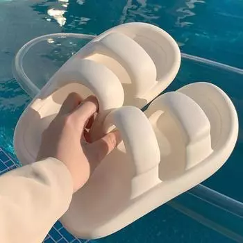 Simple Fashion Creative Double Women s Summer Slippers Home Indoor Soft Soles on Shit Slippers 36-37 бежевый