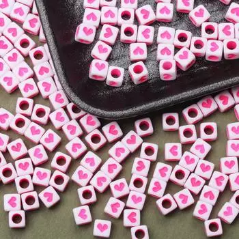 Простые модные сердечки квадратной формы 40 шт. DIY свободные бусины 6 мм кубические бусины акриловые браслет ожерелье аксессуары для изготовления ювелирных изделий