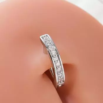 Simple, fashionable and personalized full-diamond navel nails inlaid with zircon row diamonds Light luxury navel buckle Versatile temperament navel