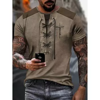 Простая футболка с забавным принтом, мужская футболка с круглым вырезом, летняя удобная футболка для отдыха, мужской топ, подходящий для повседневного фитнеса, бега S