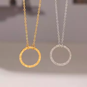 Simple Geometric Element Ring Pendant Y-Shaped Fringed Neck Chain Stackable Cold Wind Titanium Steel Gold-Plated Neck