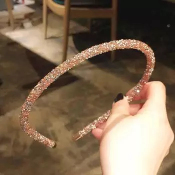 Simple Girls Headwear Soft Hair Accessories Shinny Headband Hairband Beads Bezel Headhoop