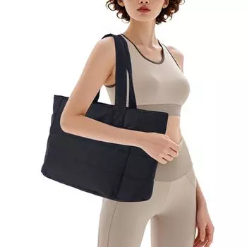 Simple handbag quilted quilted quilted fluffy large capacity tote bag fashion travel multifunctional shoulder bag 35*16*25cm бежевый