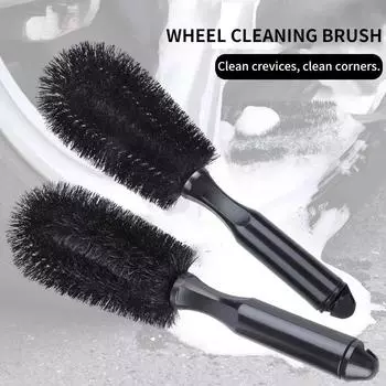 Simple Handle Car Wheel Brush Soft Bristle Tire Steel Ring Detail Cleaning Brush Car Washing Supplies Tool чёрный
