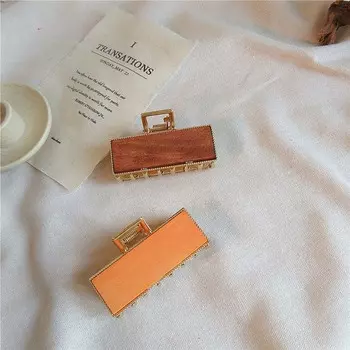 Simple Headwear Wood pattern Women Square Hairpin Acrylic Marbling Hair Claw Ponytail Holder белый