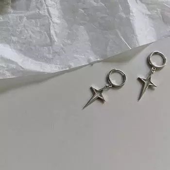 Simple HipHop Alloy Metal Hollow Star Circle Hoop Earrings For Woman Vintage Men Party Jewelry Gift ADM серебряный