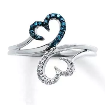 Simple Hollow Heart Ring, Cross Line Zircon Copper Ring Ring. 6