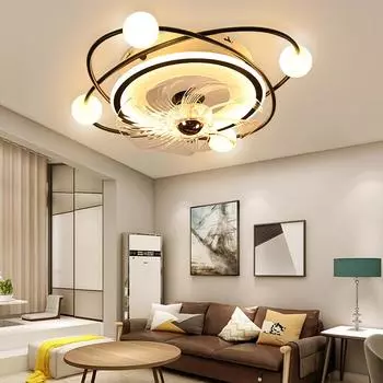 Simple LED Chandelier with Electric Fan Modern Living Room Ceiling Fan Light Bedroom Lighting Fixture Home Interior Decoration золотой