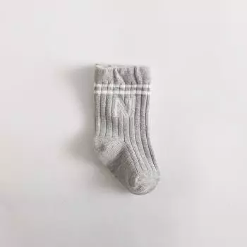 Simple Letter Baby Socks Spring Autumn Newborn Cotton Sock Cute Solid Color Striped Kids Boy Girl Sport Socks M (1-3 years)