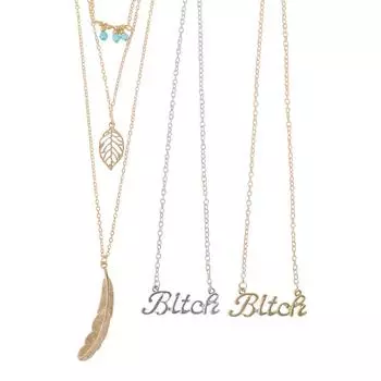 Simple Letter Feather Pendant Necklace Clavicle Chain For Women Girls Temperament Necklace Jewelry Accessories Gifts