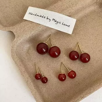 Простые Легкие Роскошные Серьги-пусеты с круглыми агатовыми бусинами Женские Нишевые Элегантные Модные Личностные Изысканные Повседневные Универсальные Серьги