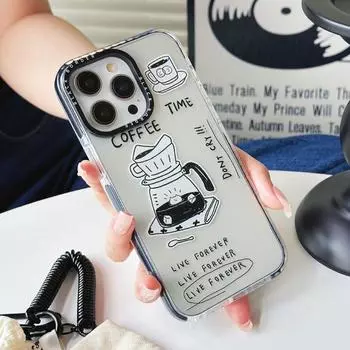Чехол для телефона Simple Line, совместимый и подходящий для iPhone15 14 13 12 11promax xsmax xr 7 8plus Coffee Maker Kitten 15PRO