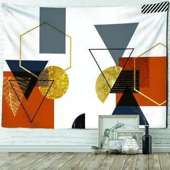 Простая мраморная линия гобелен с листьями гинкго настенный гобелен бохо психоделический спальня гостиная домашний декор 95x70cm