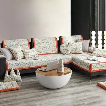 Simple Modern Flocking Non-Slip Sofa Cushion Four Seasons Universal Non-Slip All-Inclusive Cushion Sofa Cover Slipcover 68*70CM