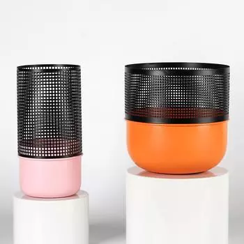 Simple Modern Metal Hollow Geometric Flower Vases Grid Vase Art Ornaments Sales Office Model Room Soft Decorations