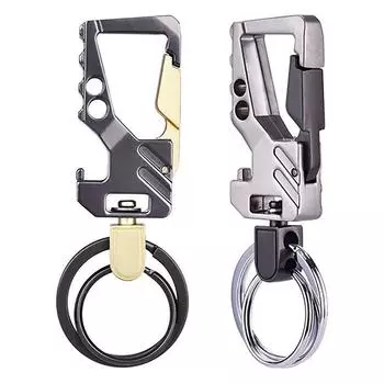 Simple Multifunctional Men Keychain Waist Belt Clip Anti-Lost Buckle Key Ring Accessories Car Keychain Bottle Opener Pendant