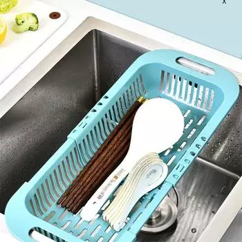 Simple New Retractable Sink Cutout Drain Basket Thick Durable Kitchen Multifunctional Fruit and Vegetable Washing Basket Tool