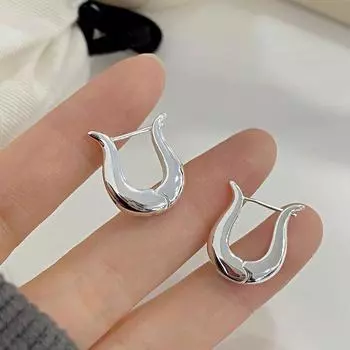 Простые нишевые дизайн светочувствительная поверхность U-образные серьги Ins модные персонализированные серьги новый стиль