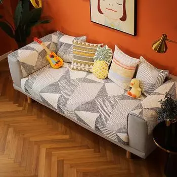 Простой нескользящий чехол для дивана, подушка для дивана из хлопчатобумажной ткани, подушка для сиденья, универсальная для всех сезонов 70*70