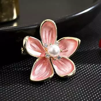 Simple Oil Drop Pink Peach Blossom Brooch Atmospheric Light Luxury Flower Brooch Anti-Light Pin Clothing Accessories розовый