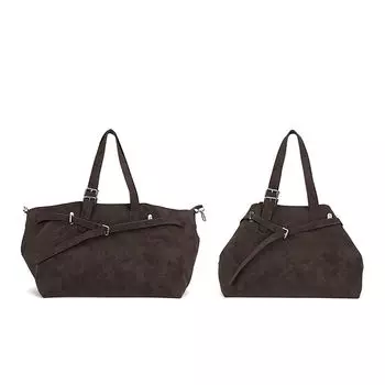 Simple/Original Suede Brown Galini Multi-Form Modern Tote Bag Large Capacity Shoulder Messenger Bag Dark Brown (excluding packets) In Stock